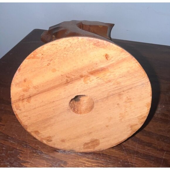 VTG MCM Hand-Carved Wooden Seahorse Toothpick Holder Appetizer Monkey Pod Wood - Picture 5 of 9